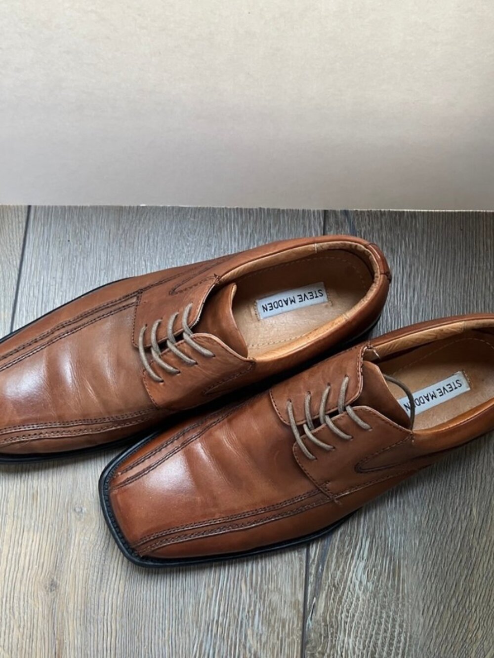 Men's Steve Madden P-Tango Cognac Leather Lace-up Dress Shoes in Size 11.5